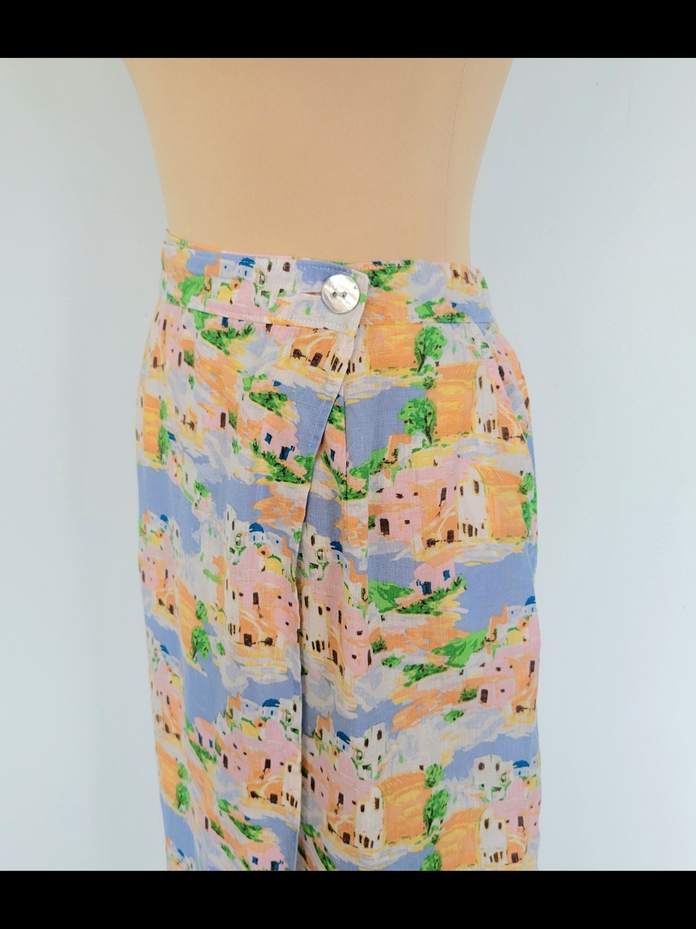 Cynthia Rowley Linen Blend Pastel Novelty Coastal Print Pockets Maxi Skirt Large - Picture 6 of 13